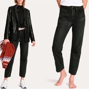 Rag and Bone Maya High Rise Ankle Straight Jeans Black 25